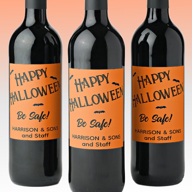 Cute Halloween, Name, Black Orange 6 Wine Labels (Creator Uploaded)
