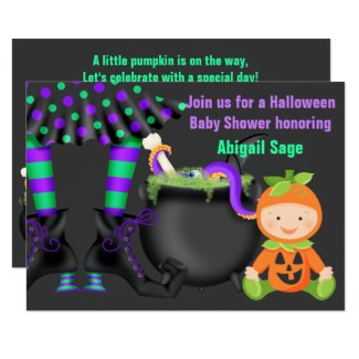 Cute Halloween Neutral Pumpkin Baby Shower Invitation