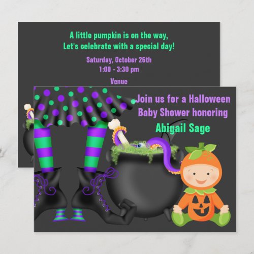 Cute Halloween Neutral Baby Shower Invitation