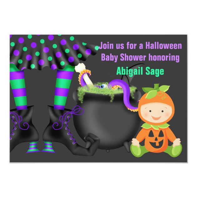 Cute Halloween Neutral Pumpkin Baby Shower Invite