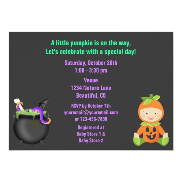 Cute Halloween Neutral Pumpkin Baby Shower Invite