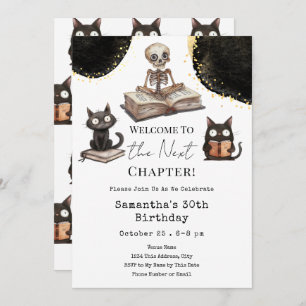 Cute Halloween Next Chapter 30th Adult Birthday Invitation