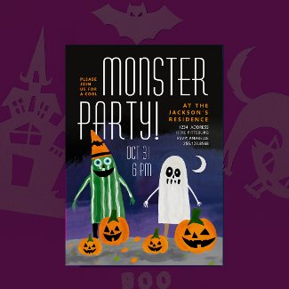 Cute Halloween Night Monster Pumpkin Paint Party