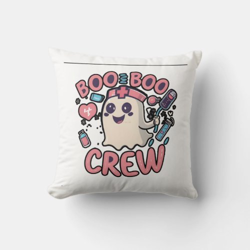 cute Halloween Nurse Ghost   Throw Pillow