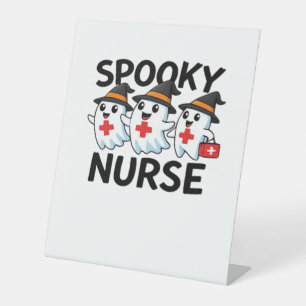 Cute Halloween Nurse Ghosts Cartoon Classic T-Shir Pedestal Sign