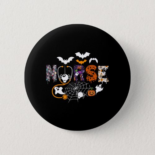 Cute Halloween Nurse Nursing Stethoscope Halloween Button