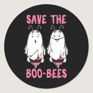 Cute Halloween October Breast Cancer Awareness Sav Classic Round Sticker