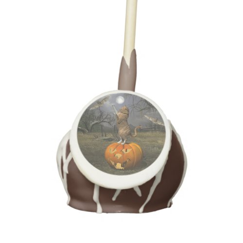 Cute Halloween Orange Cat Batting Bats Cake Pops