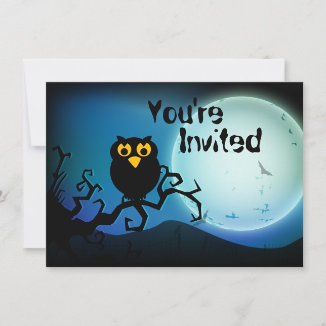 Cute Halloween Owl Birthday Invitation (Front)