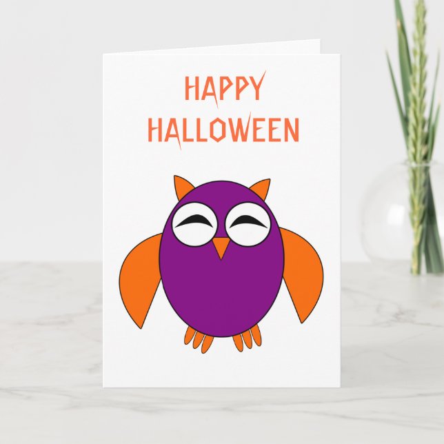 Cute Halloween Owl Custom Card (Front)