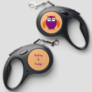 Cute Halloween Owl Custom Pet Name Retractable Pet Leash