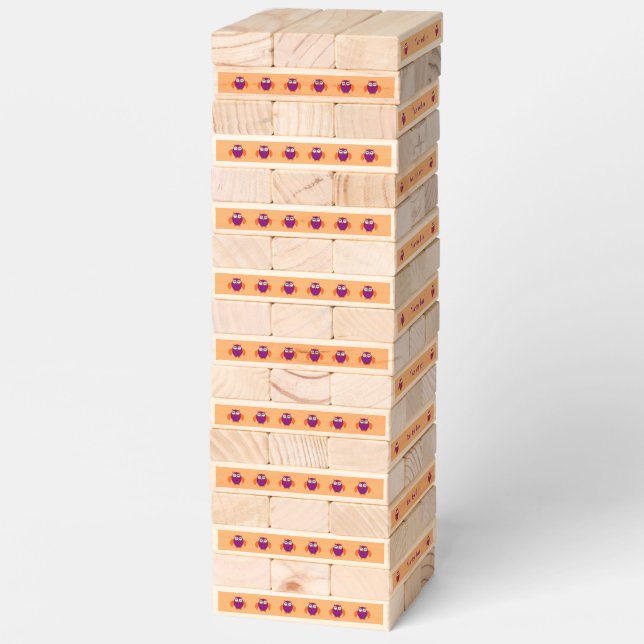 Cute Halloween Owl Custom Topple Tower (Assembled)