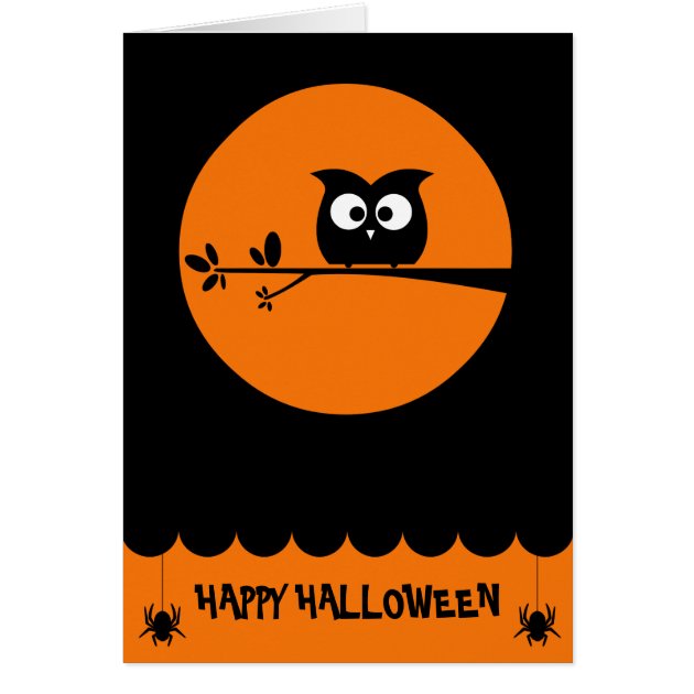Cute Halloween Owl + Customised Background Colours Invitation