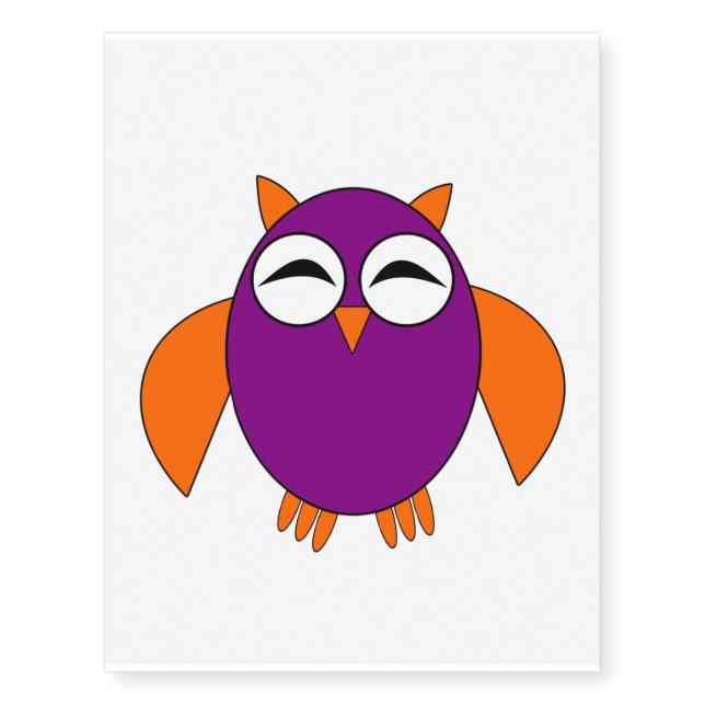 Cute Halloween Owl Giant Temporary Tattoo (Front)