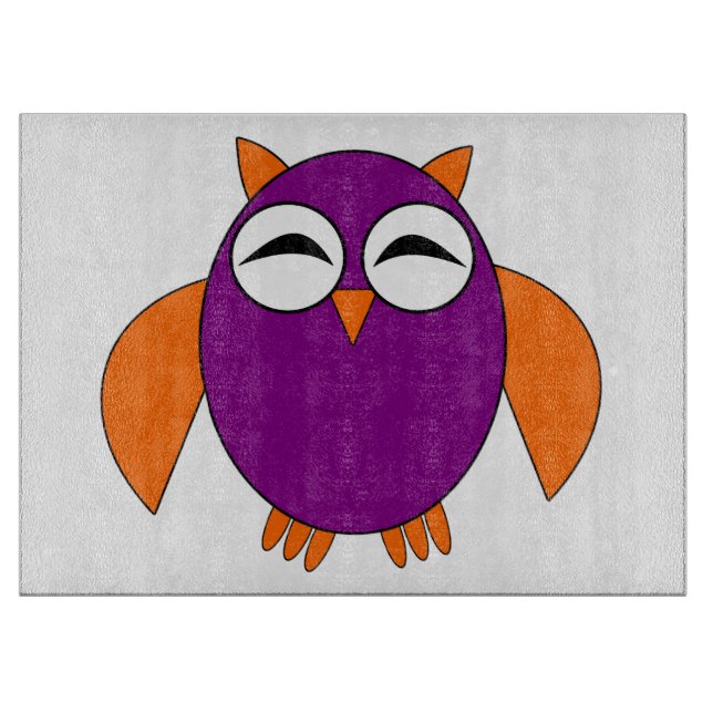 Cute Halloween Owl Glass Cutting Board (Front)