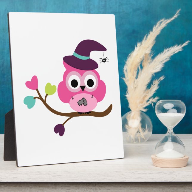 Cute Halloween Owl Plaque (Side)