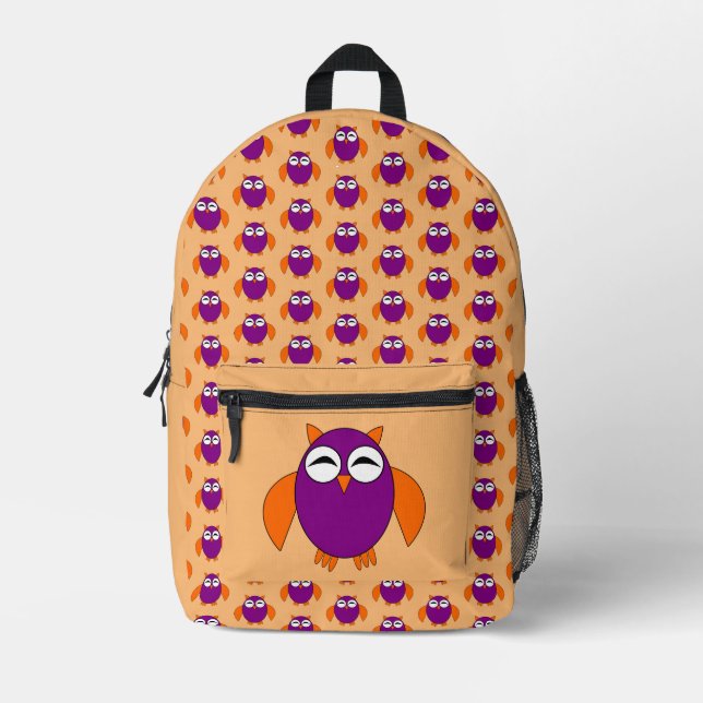 Cute Halloween Owl Printed Backpack (Front)