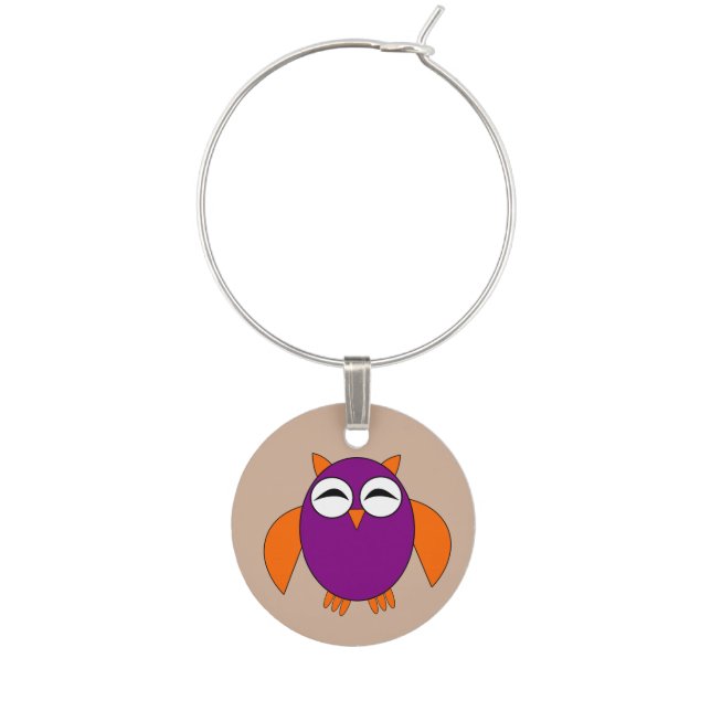 Cute Halloween Owl Wine Charm (Front)