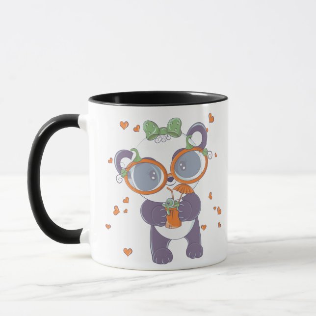 Cute Halloween Panda Eyeball Hearts Halloween Mug (Left)