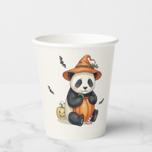 Cute Halloween Panda Pumpkin Paper Cup