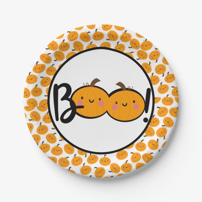 Cute Halloween Party Boo Pumpkin and Ghost Plates (Front)
