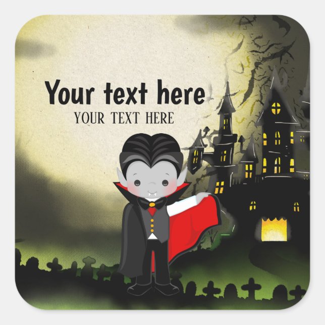 Cute Halloween party Dracula Square Sticker (Front)