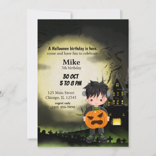 Cute Halloween party Frankenstein Invitation