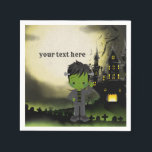 Cute Halloween party Frankenstein Napkins<br><div class="desc">Available in different products.  Did you know that you can transfer this design to any products that you want by yourself. If you don't know how,   please check my post to see how to do:  www.giftforallseason.com/blog/new-option-at-zazzle-store</div>