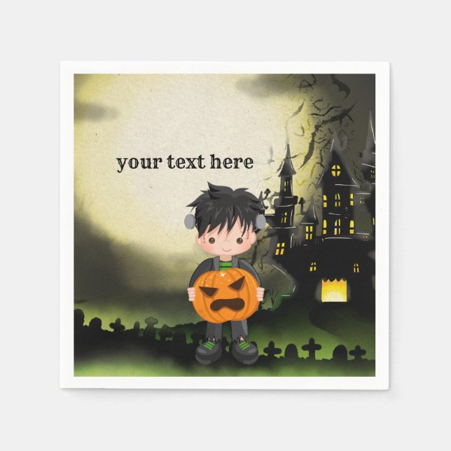 Cute Halloween party Frankenstein Napkins (Front)