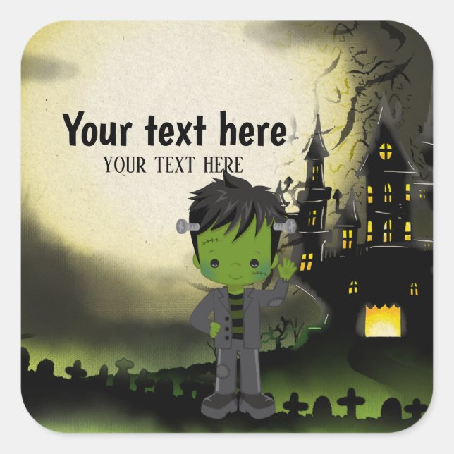 Cute Halloween party Frankenstein Square Sticker (Front)