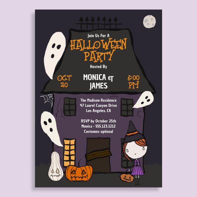 Cute Halloween Party Haunted House  Invitation (Creator Uploaded)
