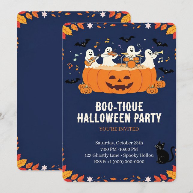 Cute Halloween Party Invitation (Front/Back)