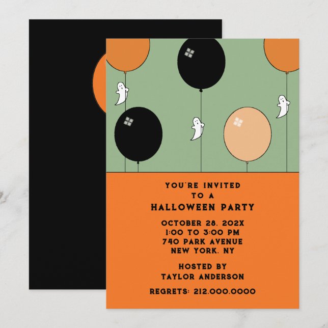 Cute Halloween Party Invitation (Front/Back)