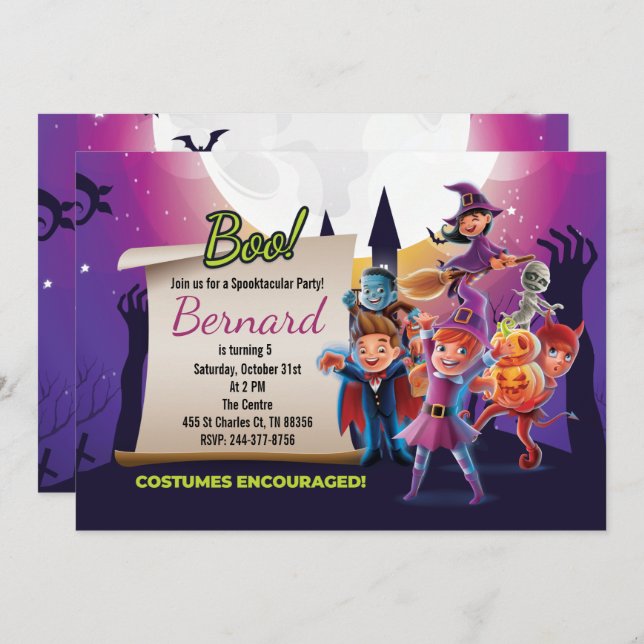 Cute Halloween Party Invitation (Front/Back)