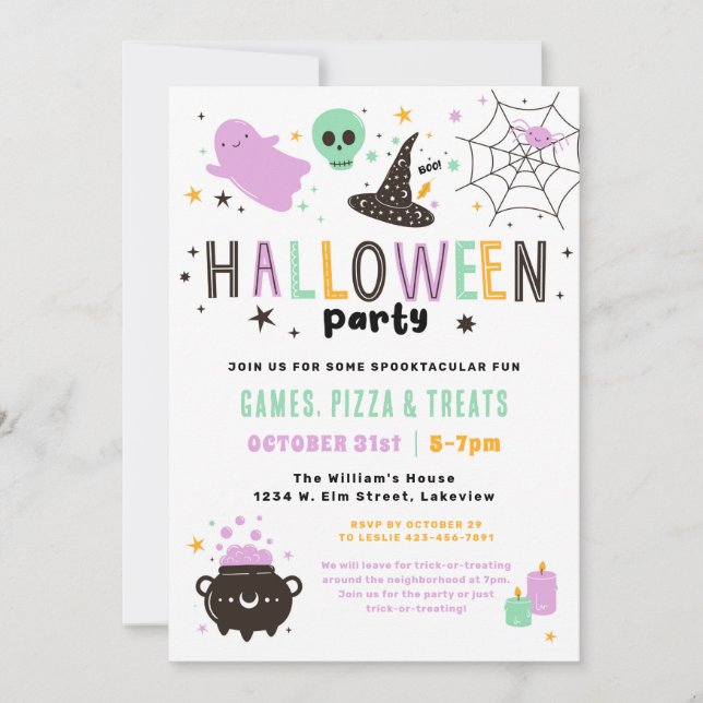 Cute Halloween Party Invite  (Front)