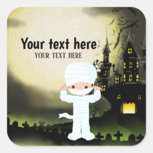 Cute Halloween party Mummy Square Sticker