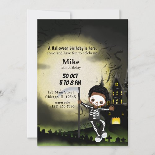 Cute Halloween party Skeleton Invitation