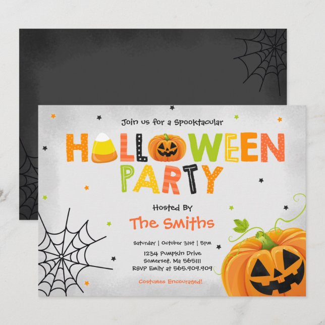 Cute Halloween Party Spooktacular Halloween Party Invitation (Front/Back)