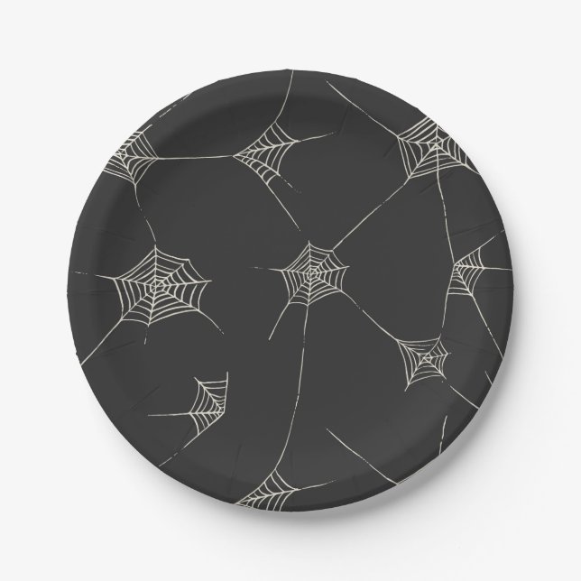 Cute Halloween Party Supplies Spider Webs Paper Plates (Front)