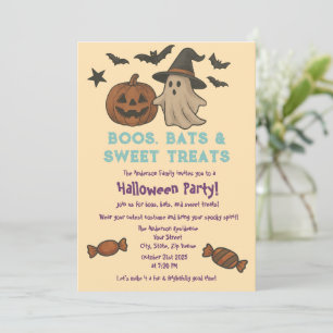 Cute Halloween – Pastel Pumpkin & Candy Party Invitation