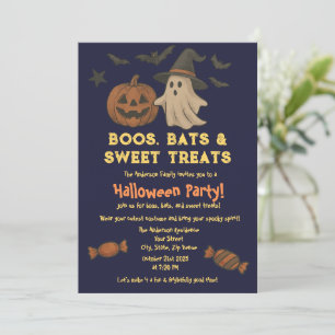Cute Halloween – Pastel Pumpkin & Candy Party Invitation