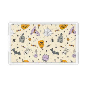 Cute Halloween Pattern Acrylic Tray