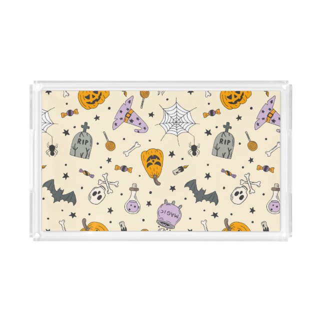 Cute Halloween Pattern Acrylic Tray (Front)