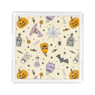 Cute Halloween Pattern Acrylic Tray