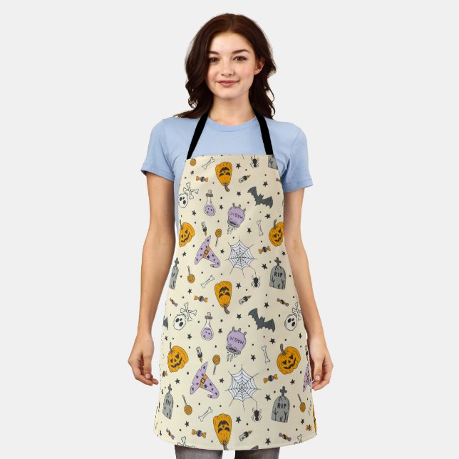 Cute Halloween Pattern Apron (Worn)