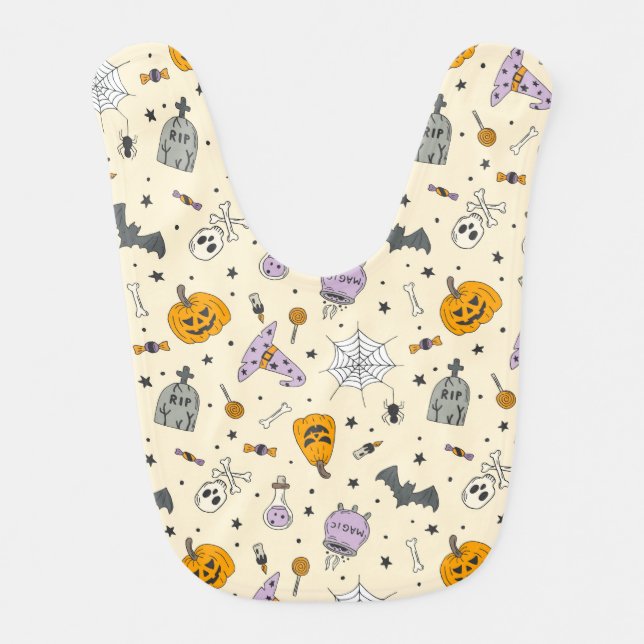 Cute Halloween Pattern Baby Bib (Front)