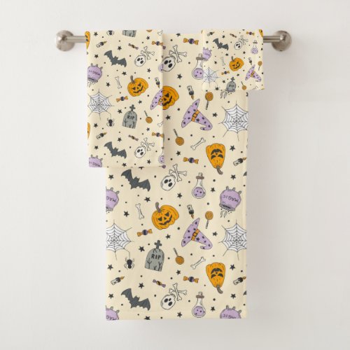 Cute Halloween Pattern Bath Towel Set