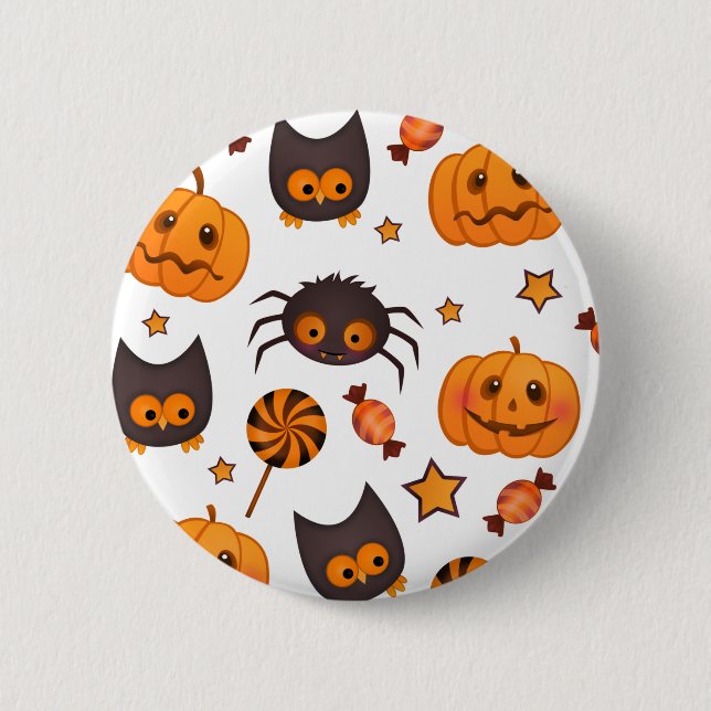 Cute Halloween Pattern Illustration Button (Front)