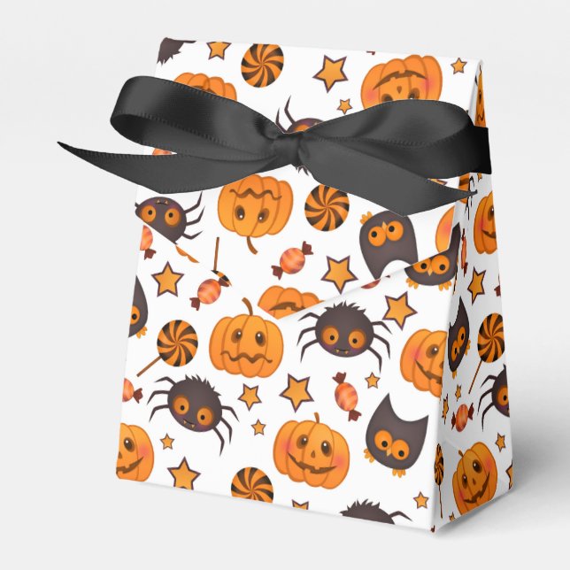 Cute Halloween Pattern Illustration Favor Boxes (Front Side)