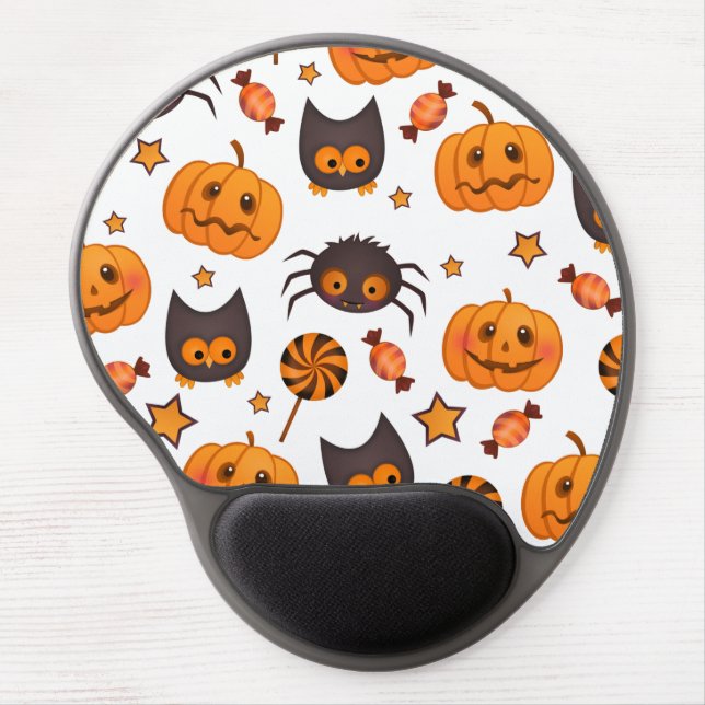 Cute Halloween Pattern Illustration Gel Mouse Pad (Front)